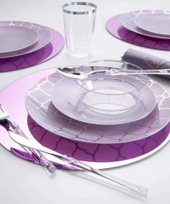 Luxe Party NYC Chargers And Runners 13" Lavender Round Light Weight Mirror Charger Plate | 1 Charger 5 Luxe Party NYC Chargers And Runners 13
