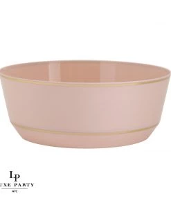 Accent Bowls 14 Oz. Round Blush • Gold Plastic Bowls | 10 Pack