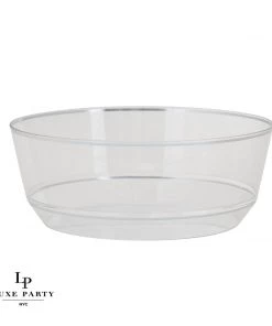 Accent Bowls 14 Oz. Round Clear • Silver Plastic Bowls | 10 Pack