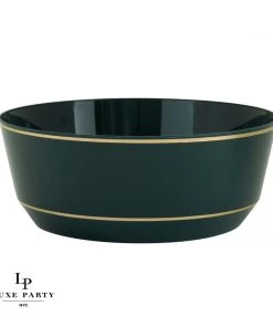 Accent Bowls 14 Oz. Round Emerald • Gold Plastic Bowls | 10 Pack