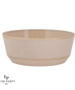 Accent Bowls 14 Oz. Round Linen And Gold Plastic Bowls | 10 Pack