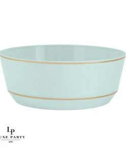 Accent Bowls 14 Oz. Round Mint • Gold Plastic Bowls | 10 Pack
