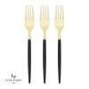 Chic Round Black And Gold Forks | 32 Pieces Flatware