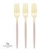Chic Round Blush And Gold Forks | 32 Pieces