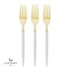 Chic Round Clear And Gold Forks | 32 Pieces