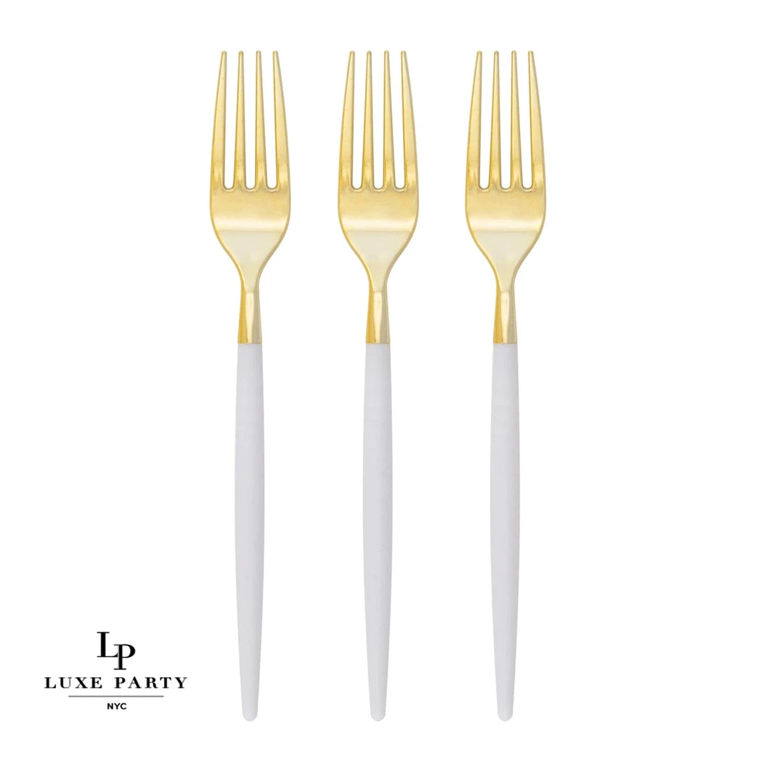 Chic Round Clear And Gold Forks | 32 Pieces 1 Chic Round Clear And Gold Forks | 32 Pieces
