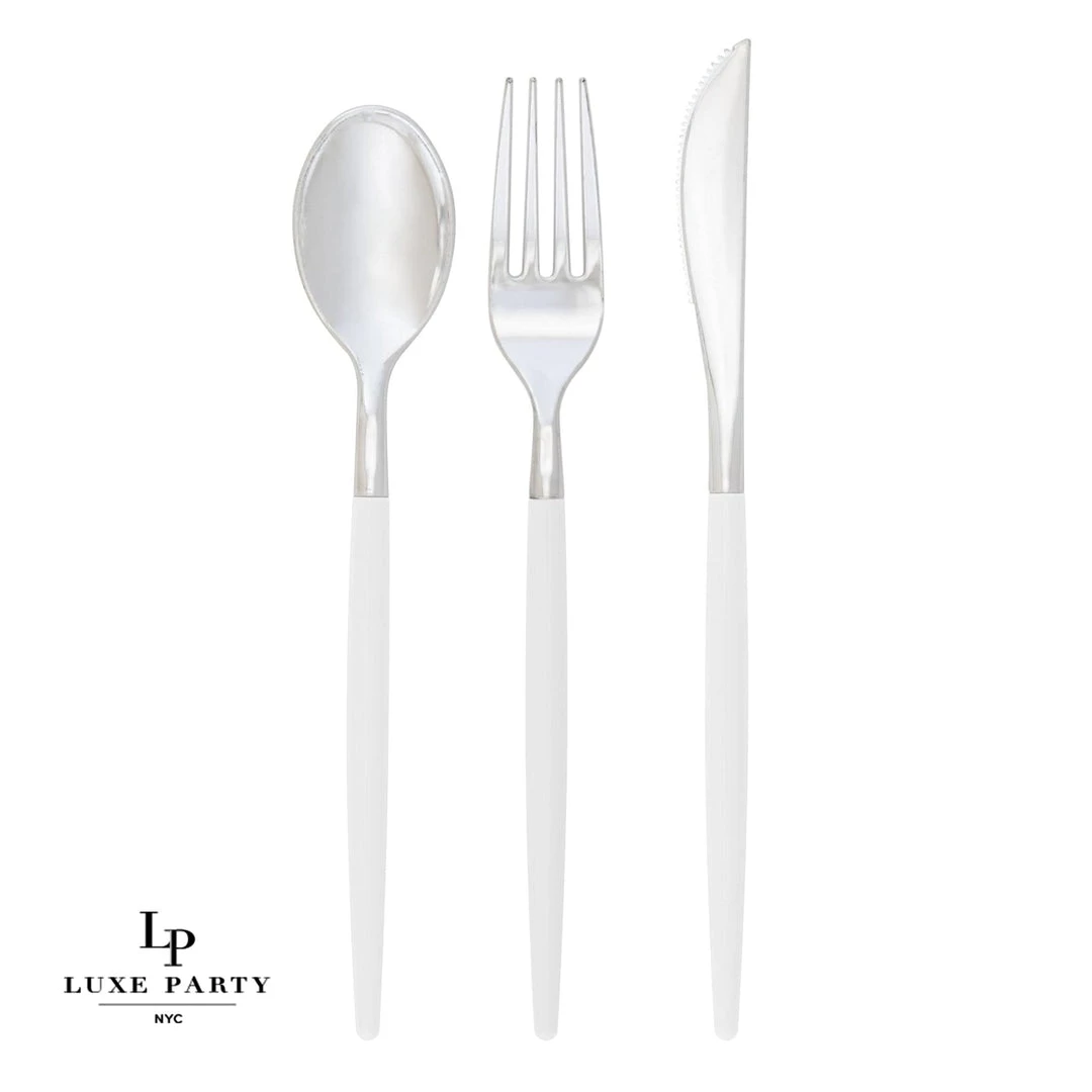 Flatware Chic Round Clear And Silver Forks | 32 Pieces 1 Flatware Chic Round Clear And Silver Forks | 32 Pieces
