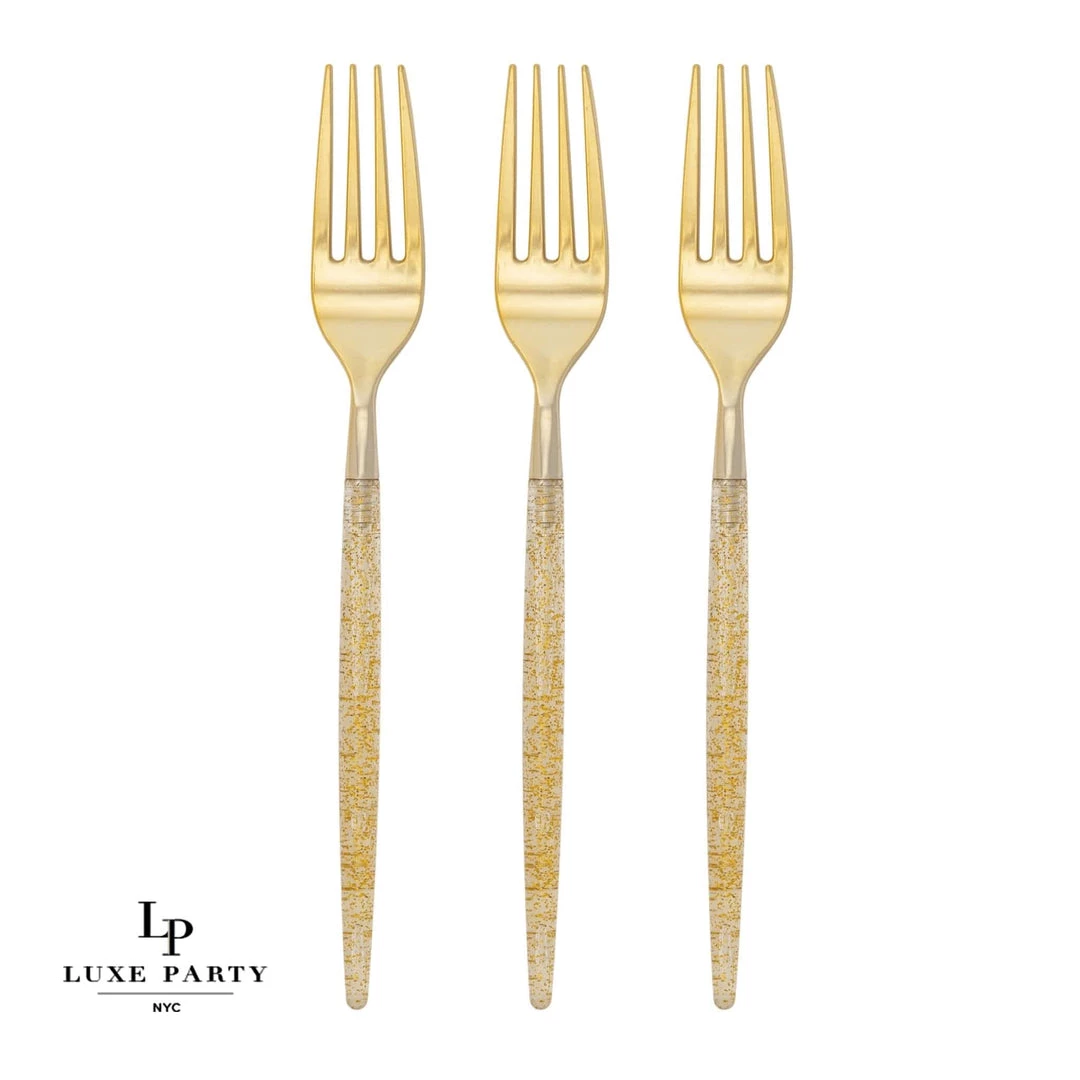 Chic Round Gold Glitter Forks | 32 Pieces 1 Chic Round Gold Glitter Forks | 32 Pieces