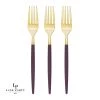 Chic Round Purple And Gold Forks | 32 Pieces