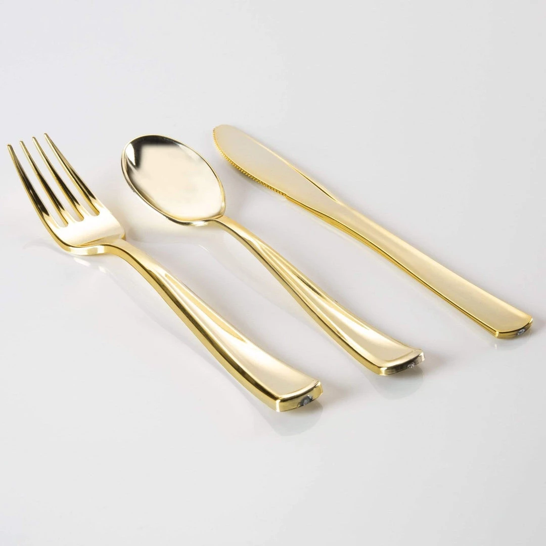 Classic Flatware Gold Plastic Cutlery Combo Set | 140 Pieces 2 Classic Flatware Gold Plastic Cutlery Combo Set | 140 Pieces