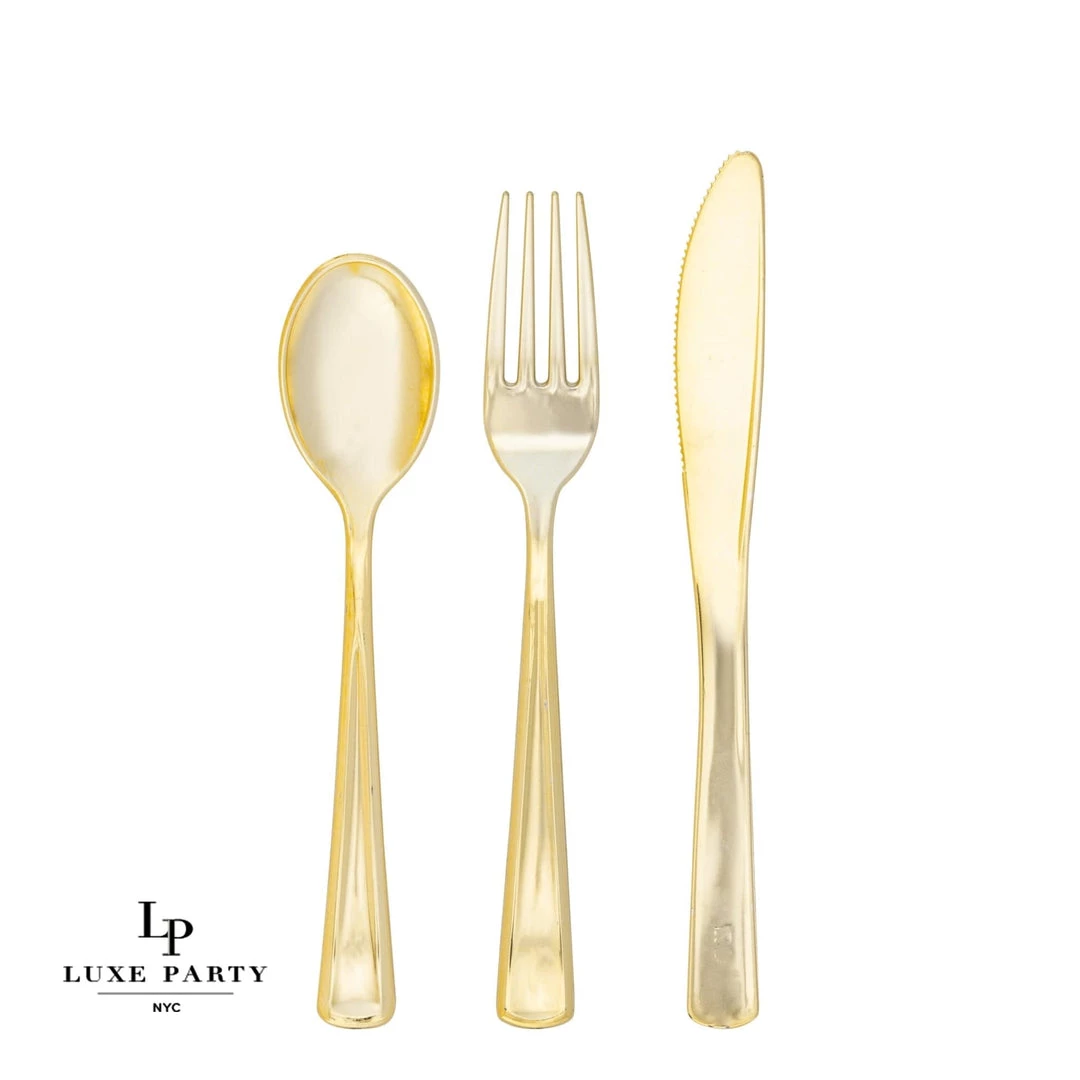 Classic Flatware Gold Plastic Cutlery Combo Set | 140 Pieces 1 Classic Flatware Gold Plastic Cutlery Combo Set | 140 Pieces