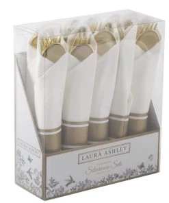 Classic Flatware Gold Plastic Rolled Napkin Cutlery Set | 10 Rolls
