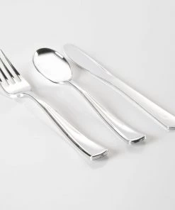 Classic Flatware Silver Plastic Cutlery Combo Set | 36 Pieces
