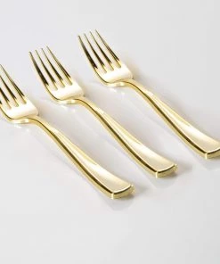 Classic Flatware Classic Design Gold Plastic Forks | 20 Forks