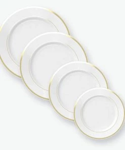 Classic Round White • Gold Plastic Plates | 10 Plates
