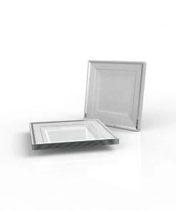 Classic Square White • Silver Plastic Plates | 10 Plates