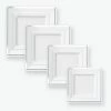 Classic Square White • Silver Plastic Plates | 10 Plates