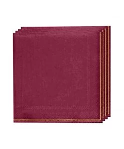 Luxe Party NYC Cranberry With Gold Stripe Paper Napkins - 3 Available Sizes