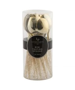 Luxe Party NYC Gold Glitter Plastic Mini Spoons | 20 Spoons