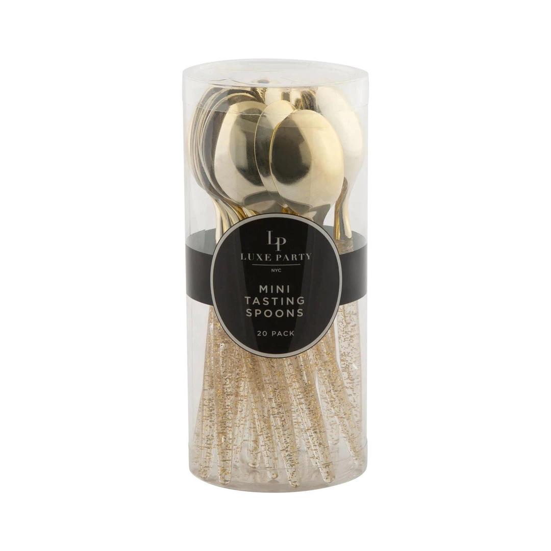 Luxe Party NYC Gold Glitter Plastic Mini Spoons | 20 Spoons 2 Luxe Party NYC Gold Glitter Plastic Mini Spoons | 20 Spoons