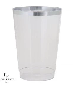 Laura Tumblers Laura Ashley 12 Oz Clear Plastic • Silver Plastic Cups | 20 Cups