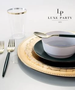 Luxe Tumblers Drinkware Luxe 12 Oz Clear Plastic • Gold Plastic Cups | 20 Cups