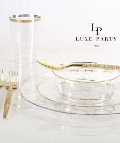 Luxe Tumblers Luxe 9 Oz Clear Plastic • Gold Plastic Cups | 20 Cups