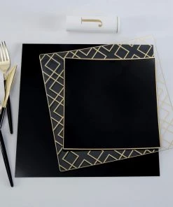 Luxe Party NYC 12" Black Square Light Weight Mirror Charger Plate | 1 Charger Chargers And Runners