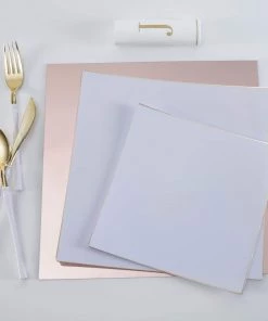 Luxe Party NYC 12" Rose Gold Square Light Weight Mirror Charger Plate | 1 Charger Chargers And Runners