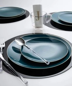 Luxe Party NYC 13" Black Round Light Weight Mirror Charger Plate | 1 Charger Chargers And Runners