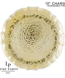 Luxe Party NYC 13" Gold Hammered Round Plastic Charger Plate | 1 Charger