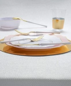 Luxe Party NYC 13" Gold Round Light Weight Mirror Charger Plate | 1 Charger Chargers And Runners