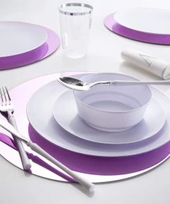 Luxe Party NYC Chargers And Runners 13" Lavender Round Light Weight Mirror Charger Plate | 1 Charger