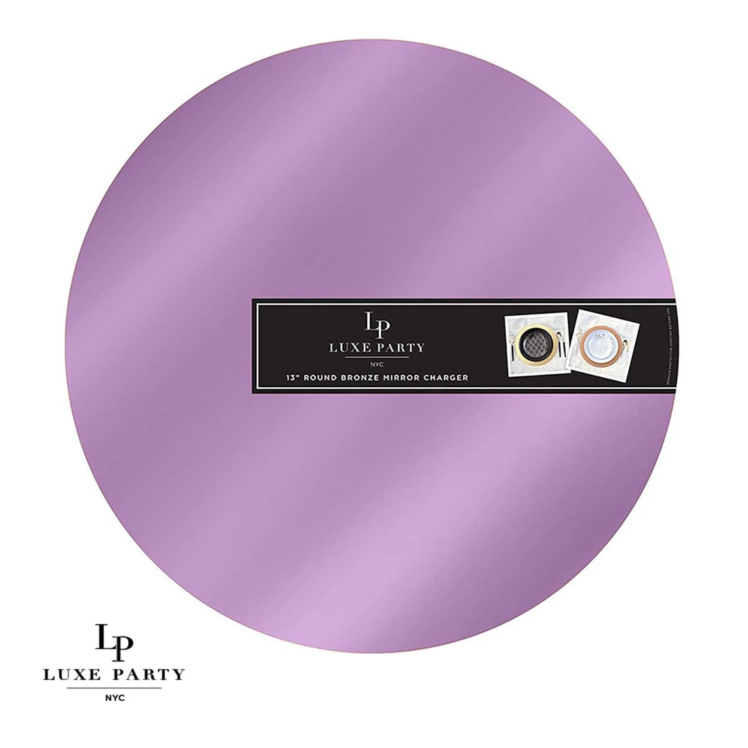 Luxe Party NYC Chargers And Runners 13" Lavender Round Light Weight Mirror Charger Plate | 1 Charger 1 Luxe Party NYC Chargers And Runners 13" Lavender Round Light Weight Mirror Charger Plate | 1 Charger