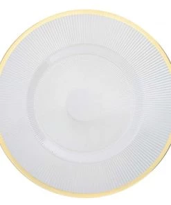 Luxe Party NYC 13" Ribbed Clear And Gold Plastic Charger Plate | 1 Charger