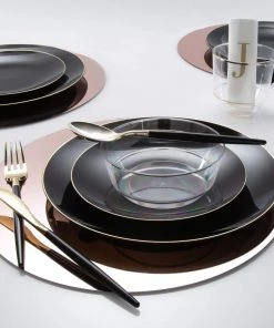 Luxe Party NYC Chargers And Runners 13" Rose Gold Round Light Weight Mirror Charger Plate | 1 Charger 5 Luxe Party NYC Chargers And Runners 13