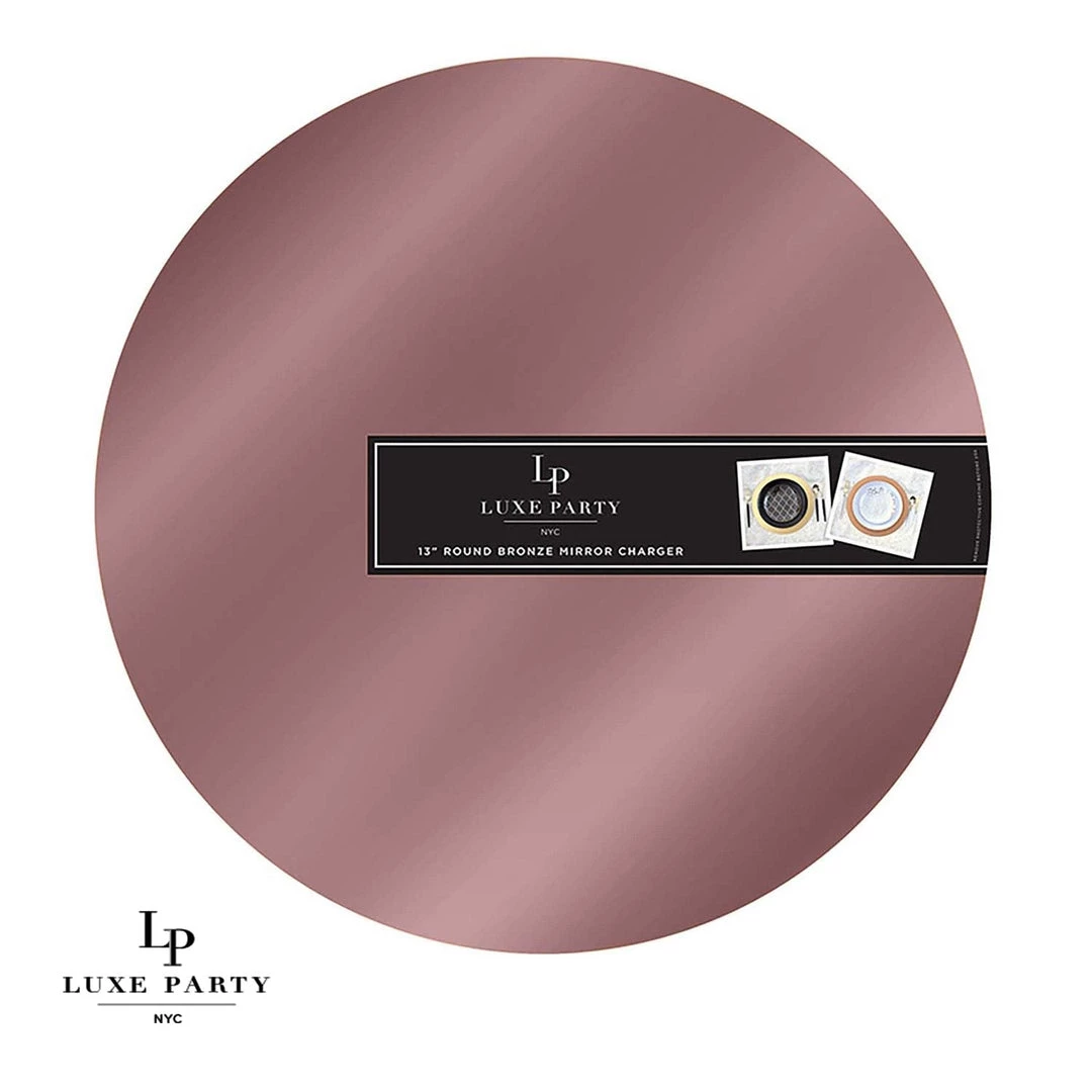 Luxe Party NYC Chargers And Runners 13" Rose Gold Round Light Weight Mirror Charger Plate | 1 Charger 1 Luxe Party NYC Chargers And Runners 13" Rose Gold Round Light Weight Mirror Charger Plate | 1 Charger