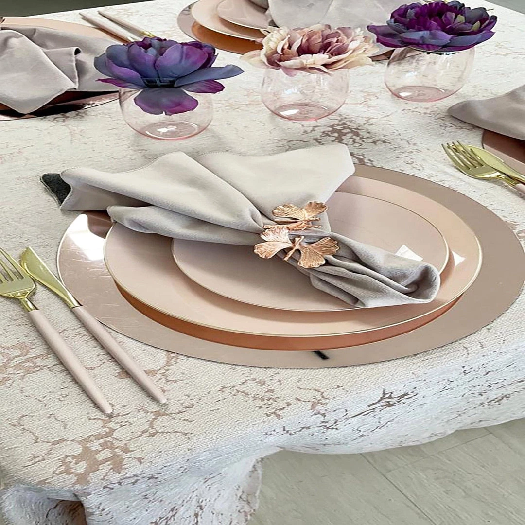 Luxe Party NYC Chargers And Runners 13" Rose Gold Round Light Weight Mirror Charger Plate | 1 Charger 2 Luxe Party NYC Chargers And Runners 13" Rose Gold Round Light Weight Mirror Charger Plate | 1 Charger