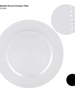 Luxe Party NYC 13" Silver Beaded Round Plastic Charger Plate | 1 Charger