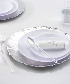 Luxe Party NYC 13" Silver Hammered Round Plastic Charger Plate | 1 Charger Chargers And Runners