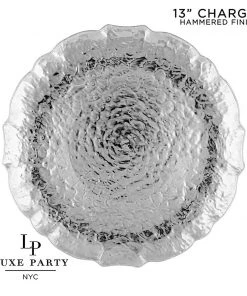 Luxe Party NYC 13" Silver Hammered Round Plastic Charger Plate | 1 Charger Chargers And Runners