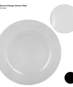 Luxe Party NYC 13" Silver Round Charger Plastic Plate | 1 Charger Chargers And Runners