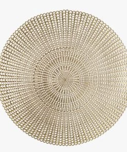 Luxe Party NYC Chargers And Runners 16" Woven Gold Round Vinyl Placemat | 1 Placemat