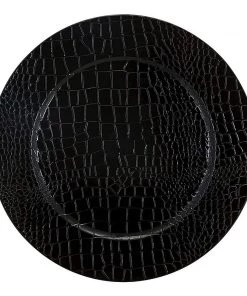 Luxe Party NYC Chargers And Runners Black Snake Skin Look Round Plastic Charger Plate | 1 Charger
