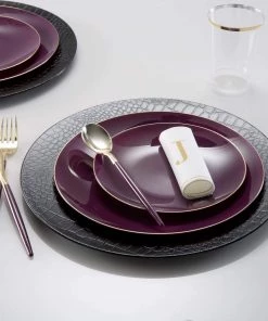 Luxe Party NYC Chargers And Runners Black Snake Skin Look Round Plastic Charger Plate | 1 Charger