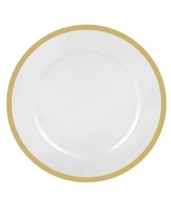 Luxe Party NYC New Arrivals White And Gold Plastic Charger Plate | 1 Charger