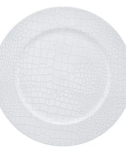 Luxe Party NYC White Snake Skin Look Round Plastic Charger Plate | 1 Charger