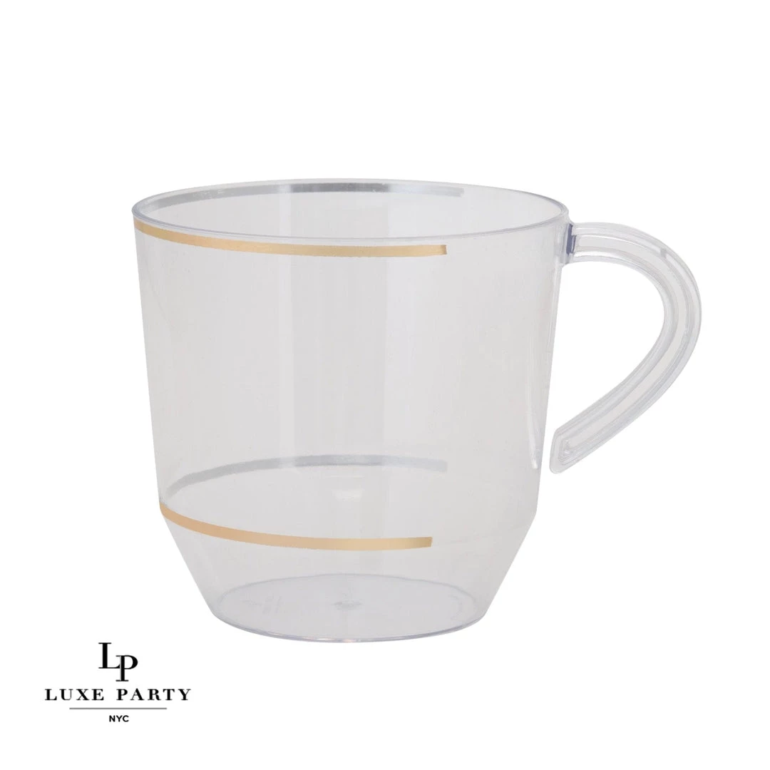 Luxe Party NYC 12.5 Oz Round Clear • Gold Plastic Coffee Cup | 8 Cups Drinkware 2 Luxe Party NYC 12.5 Oz Round Clear • Gold Plastic Coffee Cup | 8 Cups Drinkware