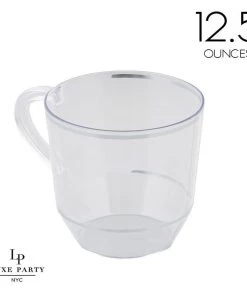 Luxe Party NYC 12.5 Oz Round Clear • Silver Plastic Coffee Cup | 8 Cups