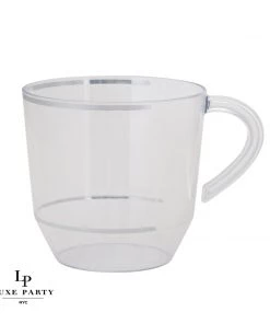 Luxe Party NYC 12.5 Oz Round Clear • Silver Plastic Coffee Cup | 8 Cups